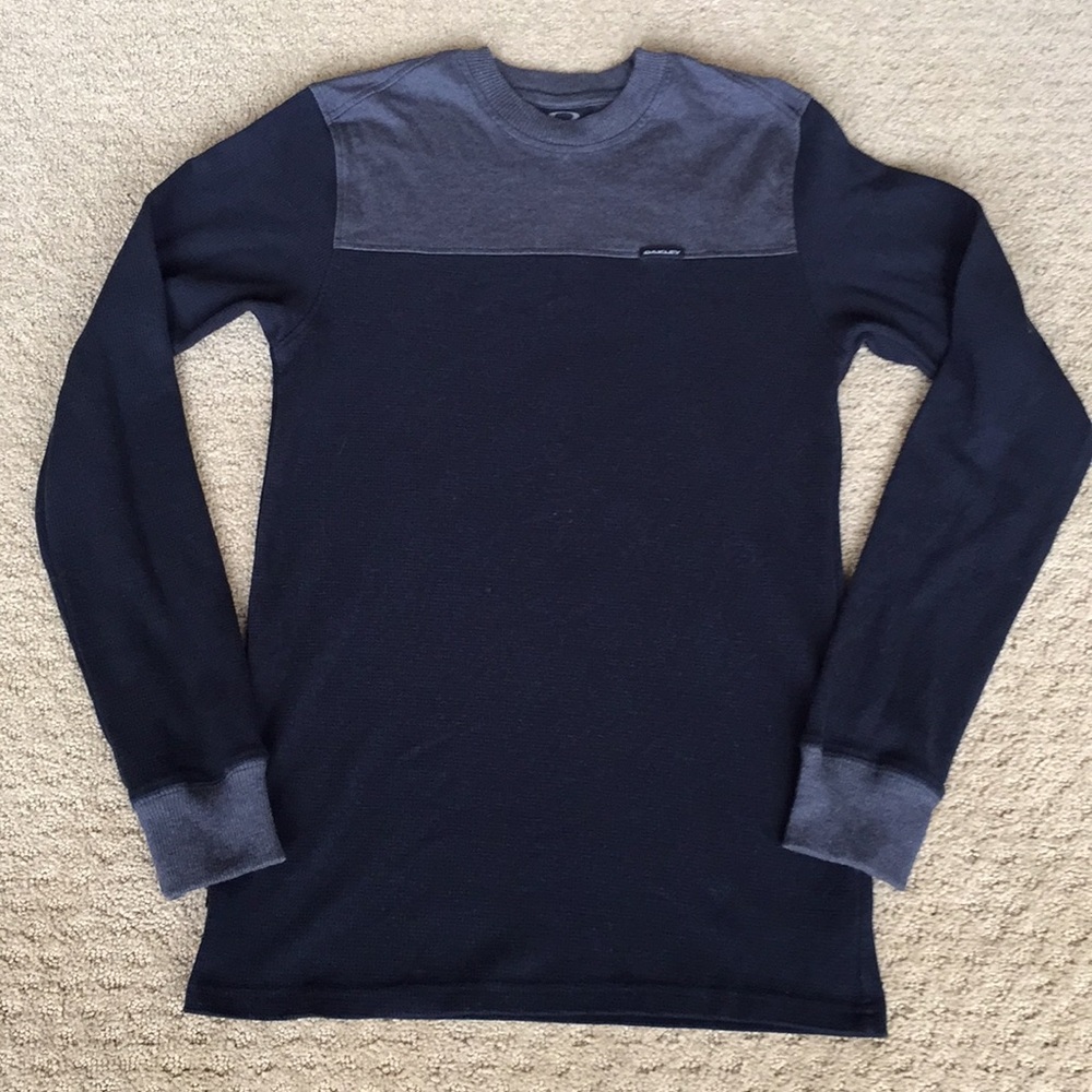 New Oakley Long Sleeve Shirt Sm Navy/Gray Ret $80